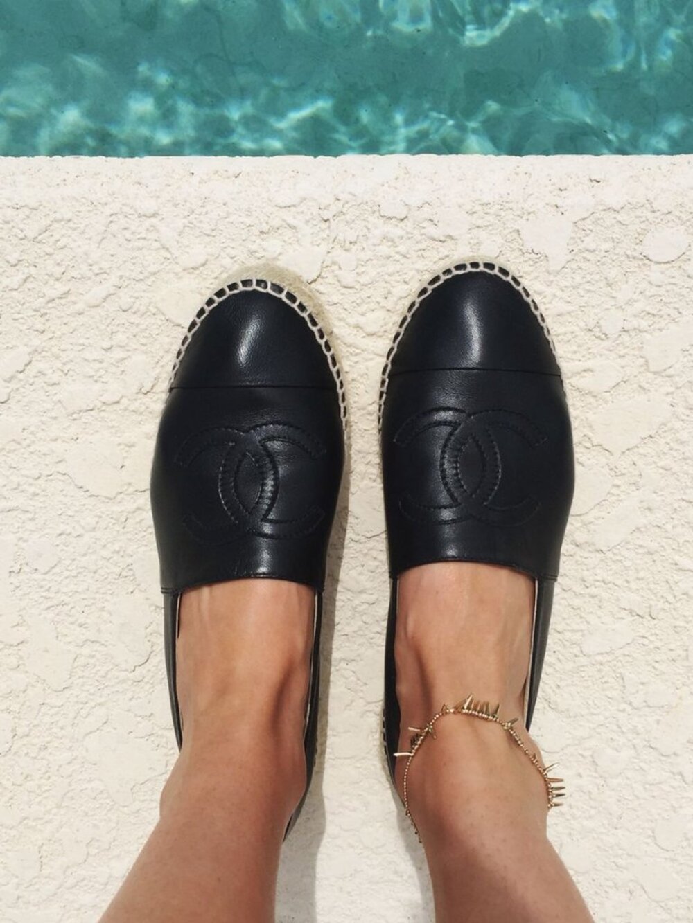 Like New CHANEL Lambskin Leather Espadrilles